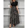 Floral Print Round Neck Dress, Exotic Holiday Style Elegant Dress