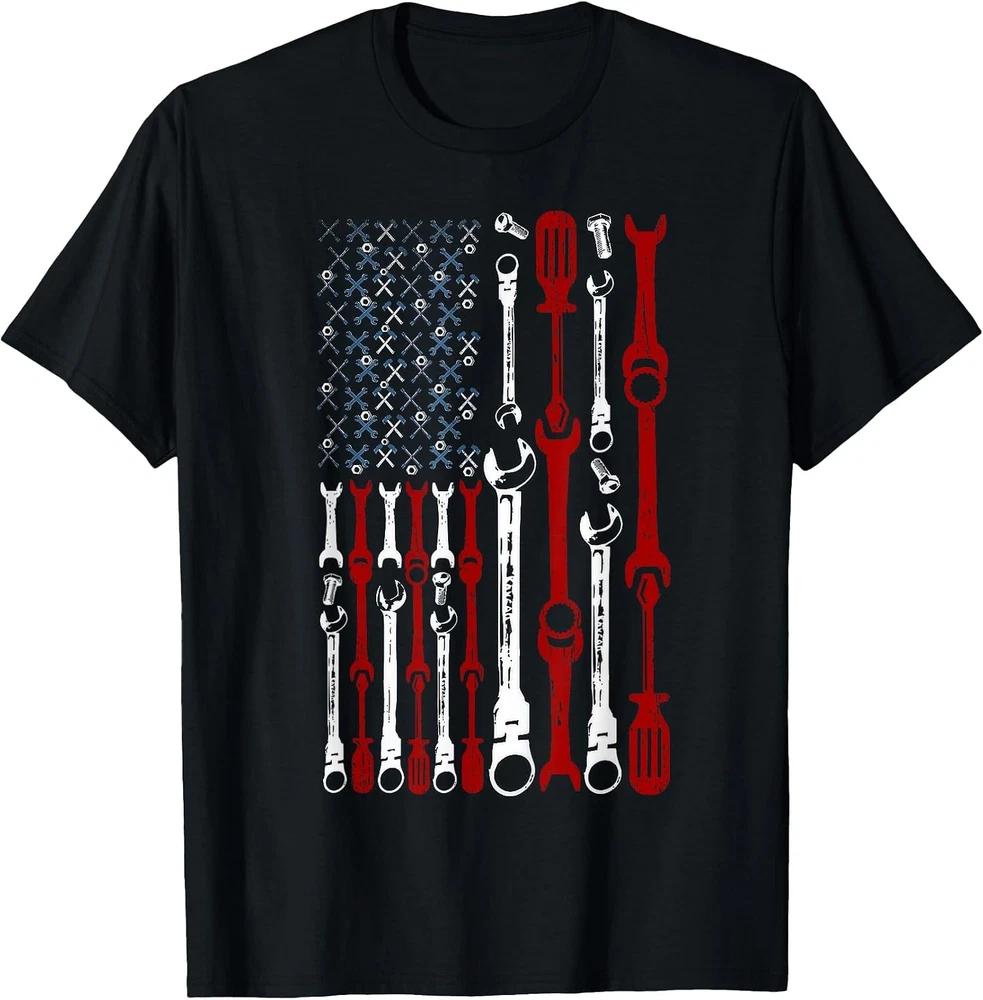 Patriotic American Flag Mechanic T-Shirts