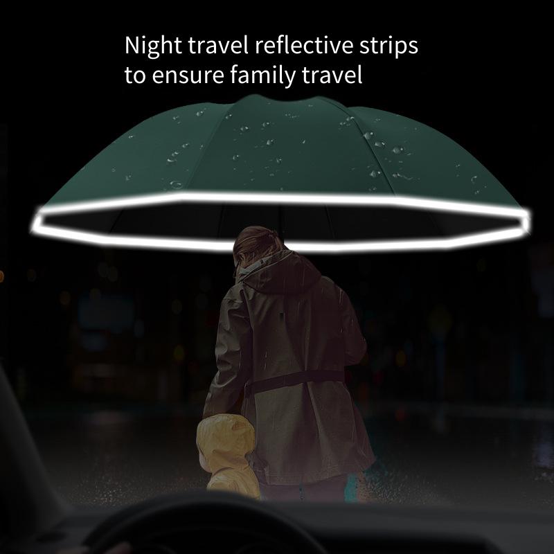 10K Double Bones Reverse Fully-Automatic Umbrella Men Women Large Windproof Reflective Stripe Umbrella Sunny Rainy Umbrella