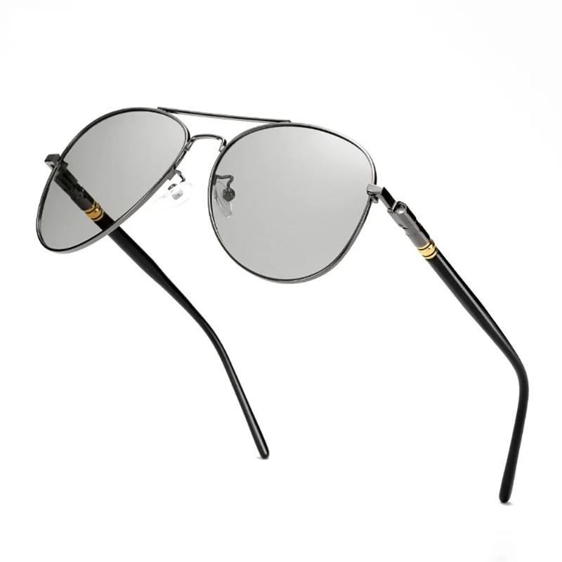 Fashion Photochromic Sunglasses Men Women Color Changing Polarized Sun Glasses Anti Glare Driving Eyeglasses UV400 Pilot Style