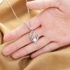 Sterling Heart Pendant Necklace With Sparkling Zircon Stones Elegant Chic Jewelry Women