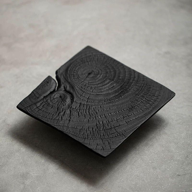 Solid wood tea tray, copper nail dry brewing table, small coffee table, pot support, charcoal-fired pot stand, retro style