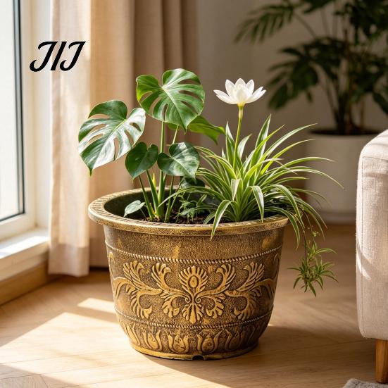 Plastic Bonsai Planter for Lotus Water Lily Planter, Vintage Round Plant Pot, Without Drainage Hole, Style Balcony Basin Extra Large Flower Pot Lotus,