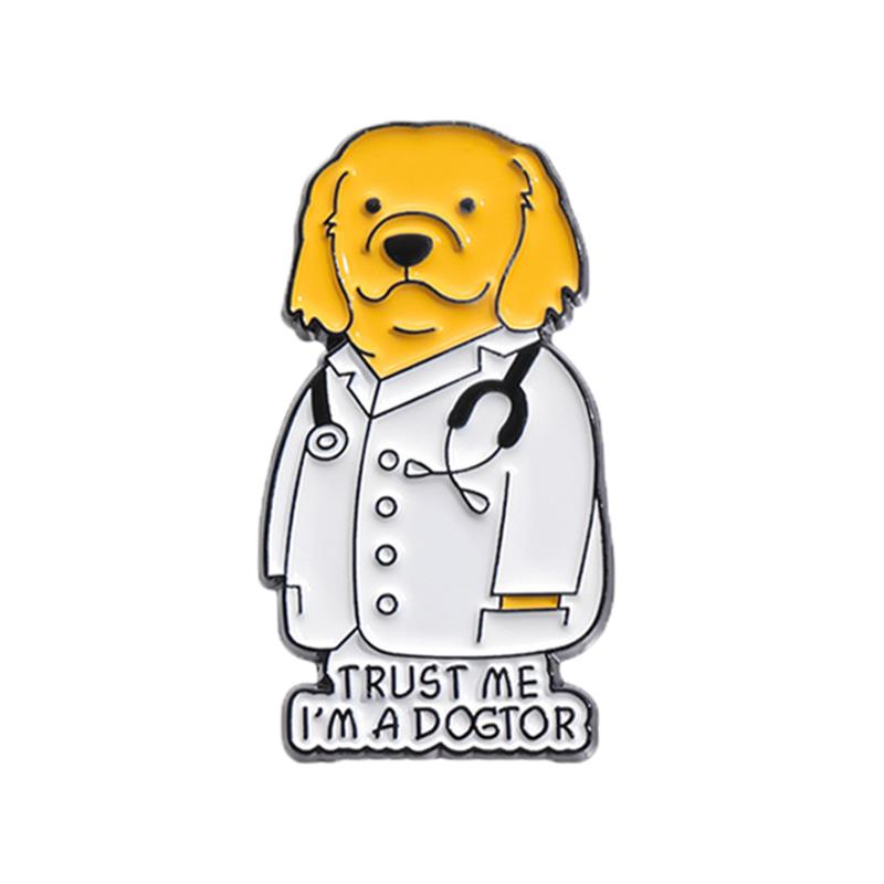 Cartoon Animal Doctor Enamel Pins Trust Me I'M A Ducktor Funny Medical Cat Stethoscope Brooches Lapel Badge Jewelry Gifts