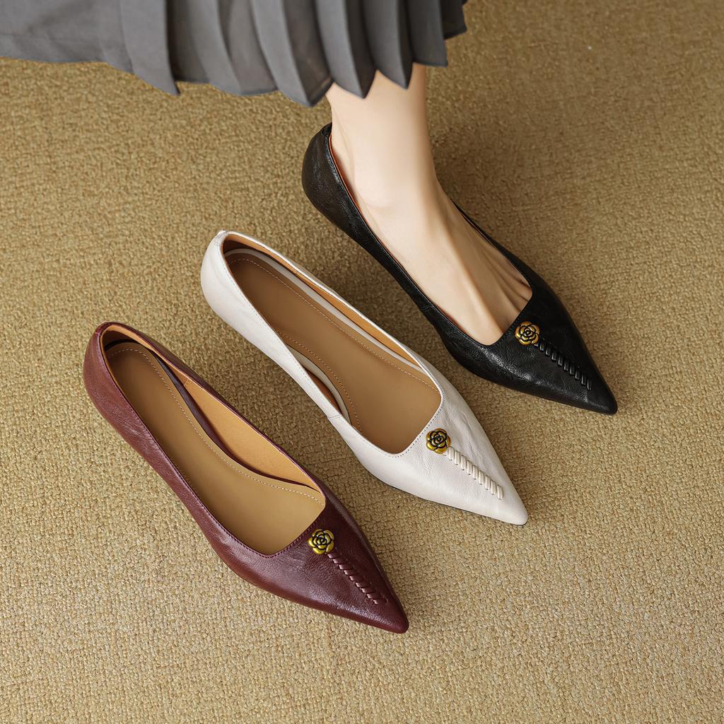 5.5Cm | French camellia with skirt pointed high heels women's 2025 new light mouth burgundy stiletto shoes