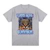 Vintage Tummy Ache Survivor Funny Cat Meme Print Tee Shirt Women Clothing Fashion Short Sleeve Casual T Shirt Top Clothing