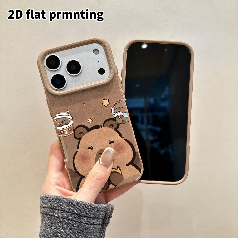 Phone Case: 2D Flat Lambskin Suitable for iPhone 18 17 16 15 14 13 Pro Film Protective Case, Mini Capybara, Christmas and Halloween Gifts