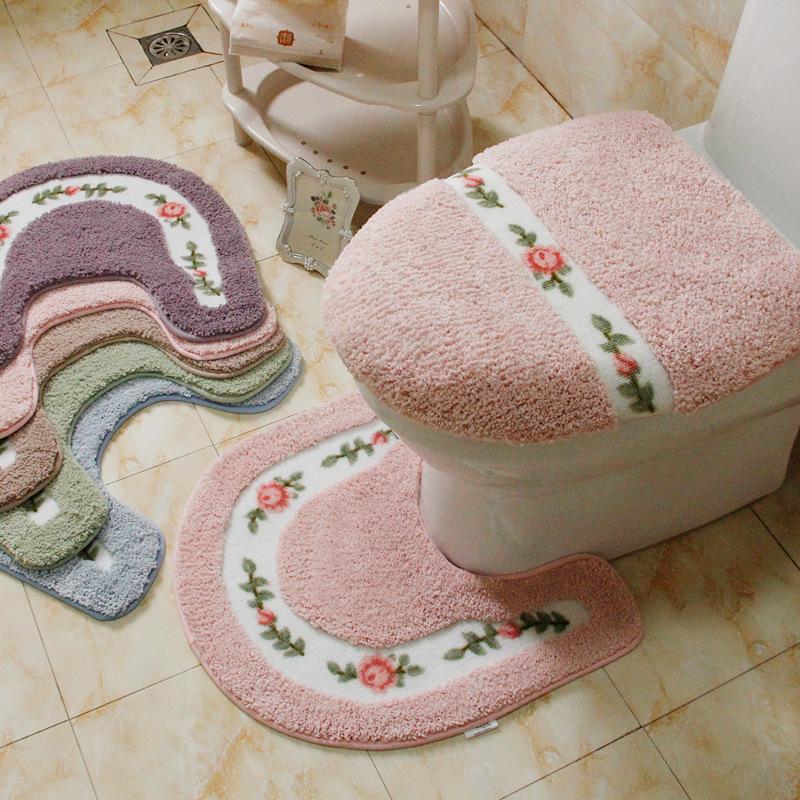 Pastorable Style Non-slip Water Absorption U Shaped Toilet Rug