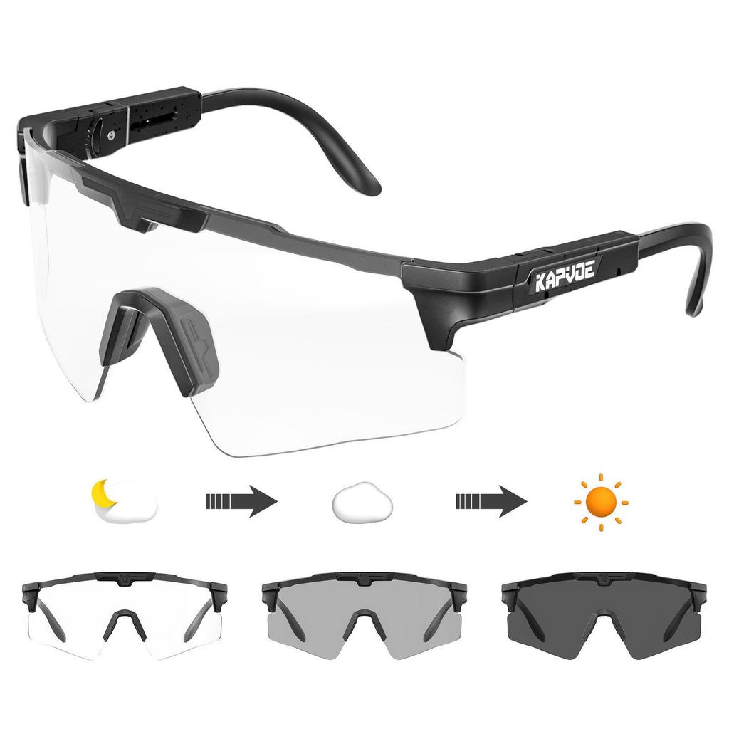 KAPVOE Polarized Photochromic Cycling & Outdoor Sports Glasses with Adjustable Temple