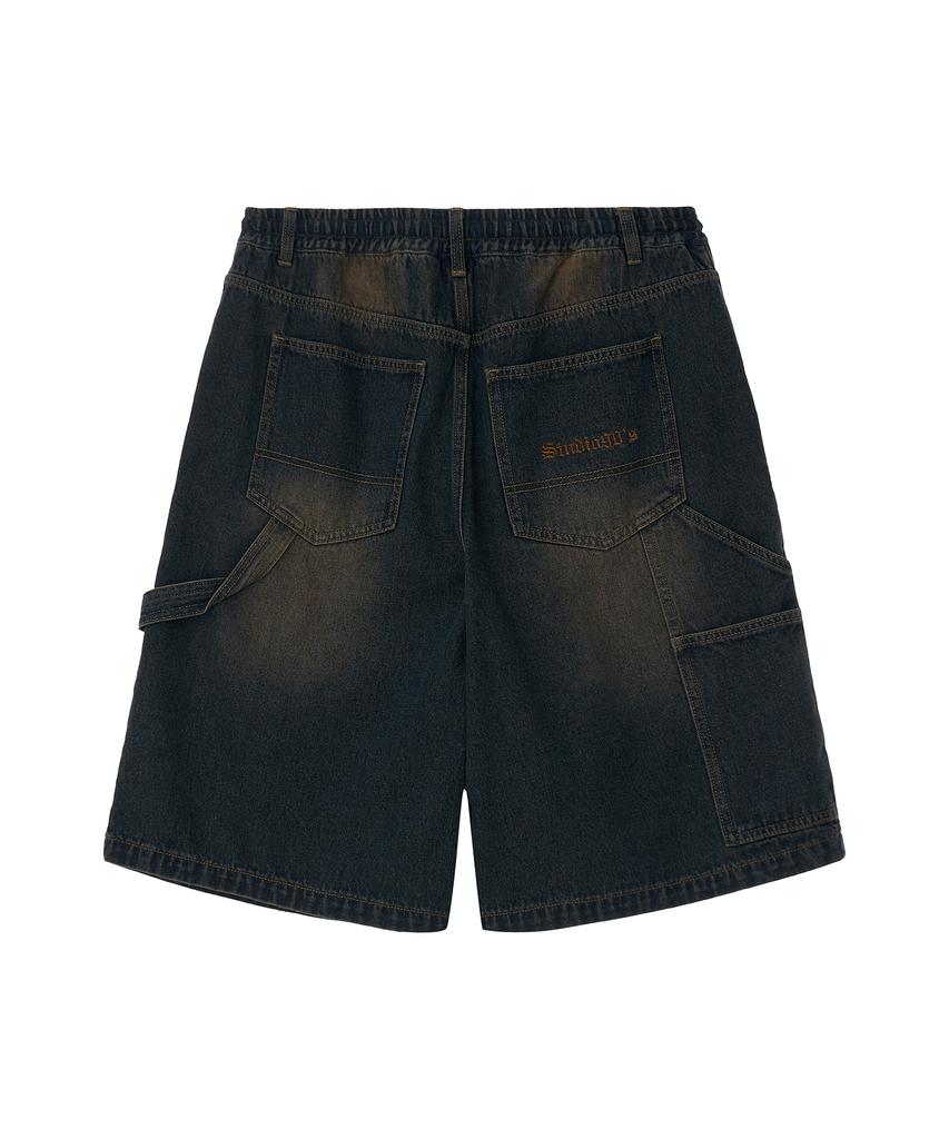 1993STUDIO Double Knee Carpenter Washed Denim Bermuda Pants_Blue