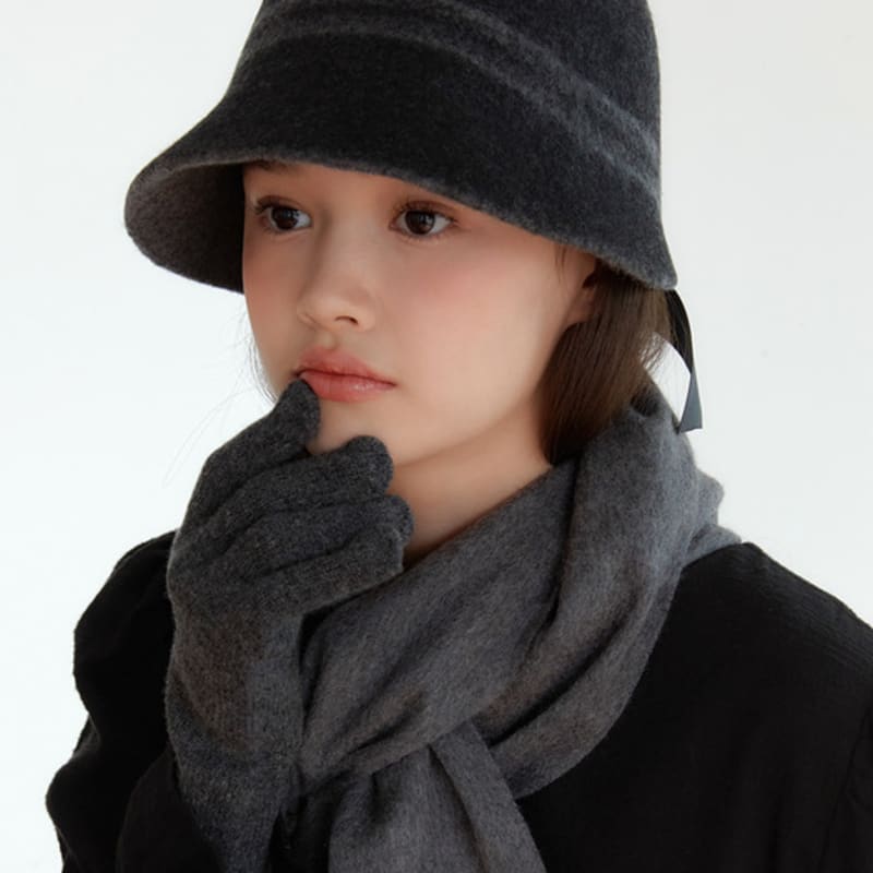 

OVLA (WOOL100) ribbon point wool bucket hat HA007 black