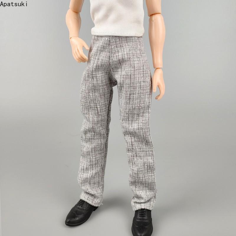 Pantaloni gri lucrați manual pentru păpușa Ken Boy, pantaloni pentru iubitul lui Barbie, Ken Prince, păpuși masculine, accesorii, haine pentru păpuși 1/6, jucărie