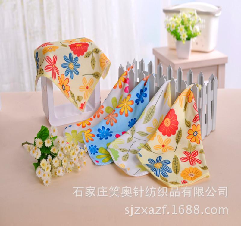 Microfiber Heat Transfer Flower Square Towel Soft Absorbent Children's Hand Towel Cleaning Towel