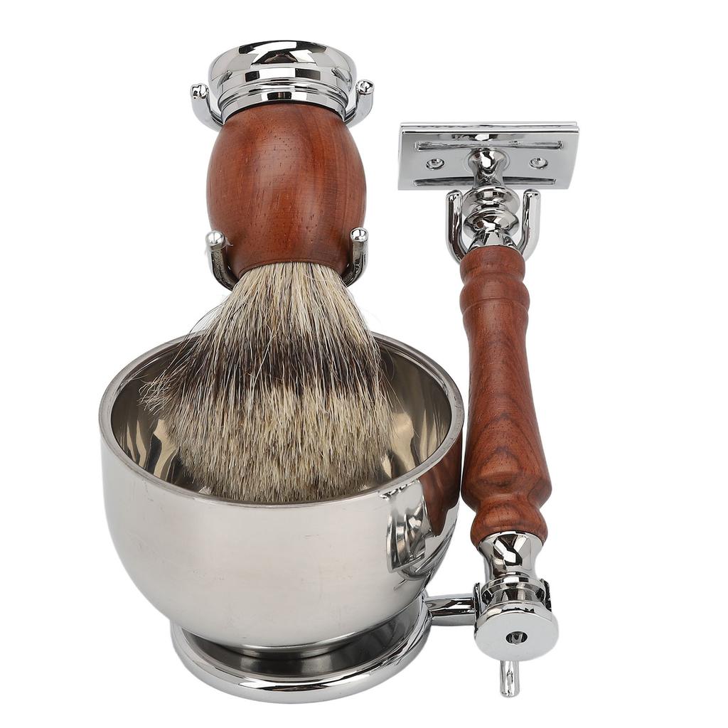 Manual Beard Trimmer Kit Alloy Beard Brush Trimming Stand Bowl Kit Stand Kit for Men Male