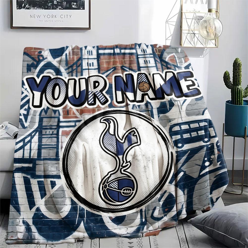 Custom Name,Tottenham Hotspur FC Printed Flannel Blanket, Soft Throw for Bedroom Sofa, Washable, Christmas Present, Great Gift.