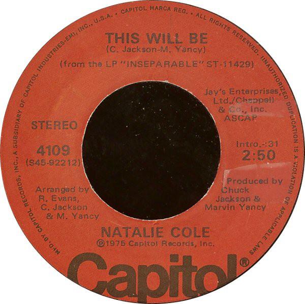 

7inch Record NATALIE COLE - This Will Be 4109 CAPITOL 1975 US Soul/Funk Used