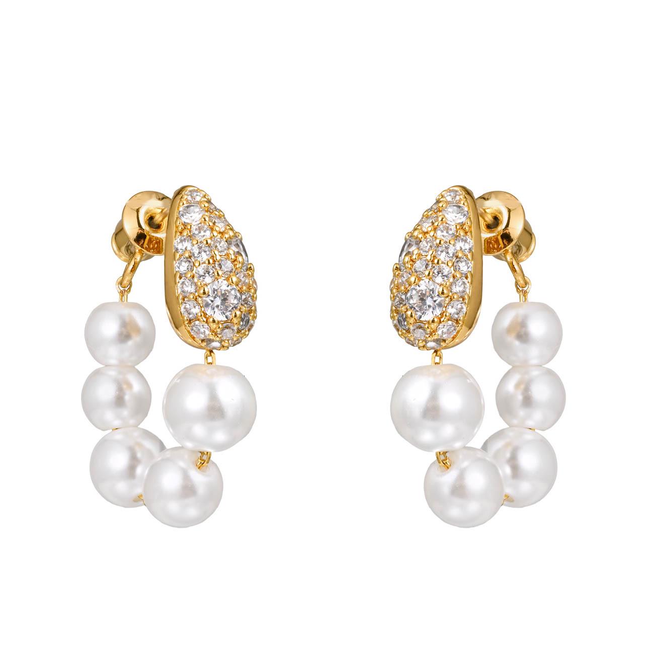 Elegant Luxury Tassel Pearl & Diamond Drop Earrings with 925 Sterling Silver Studs - Exquisite Gift