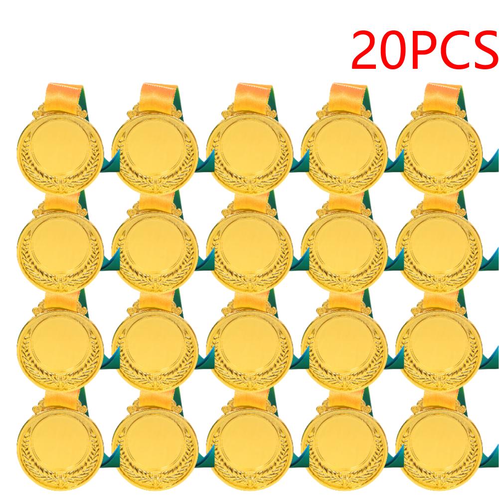 5-20PCS 2 Inches Gold Silver Bronze Prize with Neck Ribbon 1st 2nd 3rd Prize Medal Round for Kids School Sports Meeting