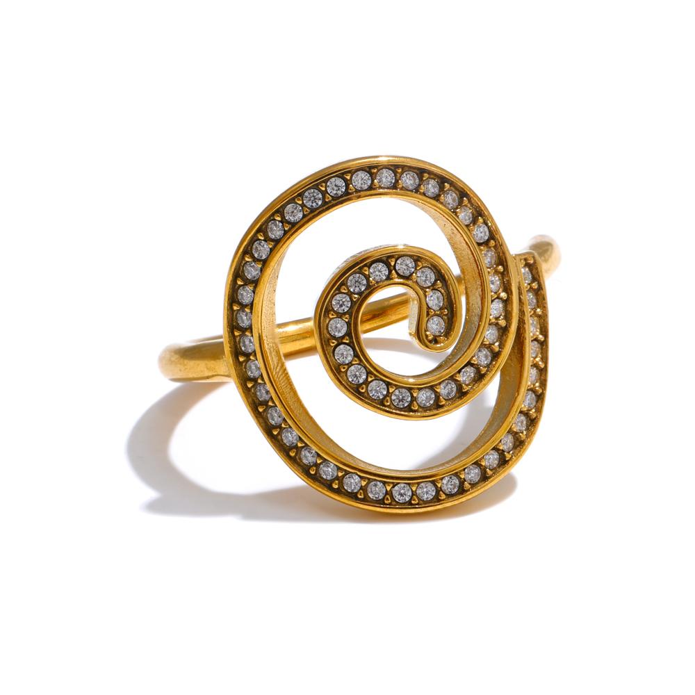 

Yhpup Adjustable Stainless Steel Cubic Zirconia Paved Fashion Geometric Ring for Women Delicate Creative Jewelry resizable