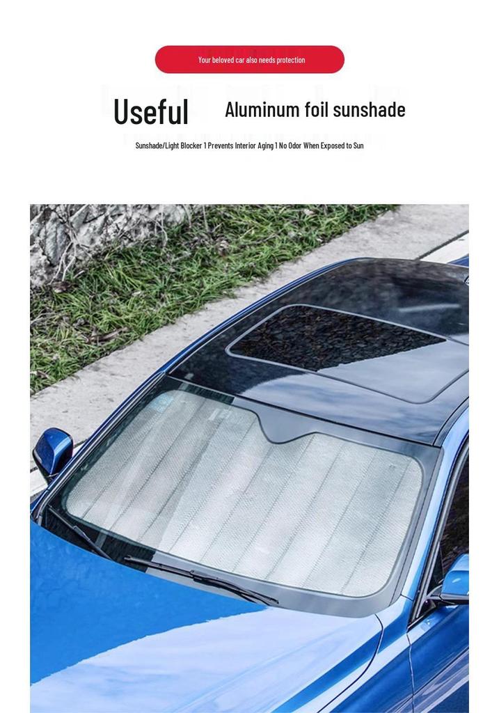 Car Front Windshield Sunshade - Heat Insulation & Sun Protection with Suction Cup