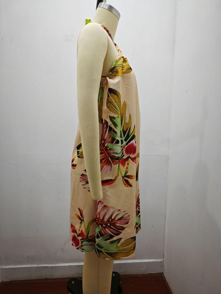 Summer Off-the-Shoulder Halter Lace-Up Loose Women's Dress