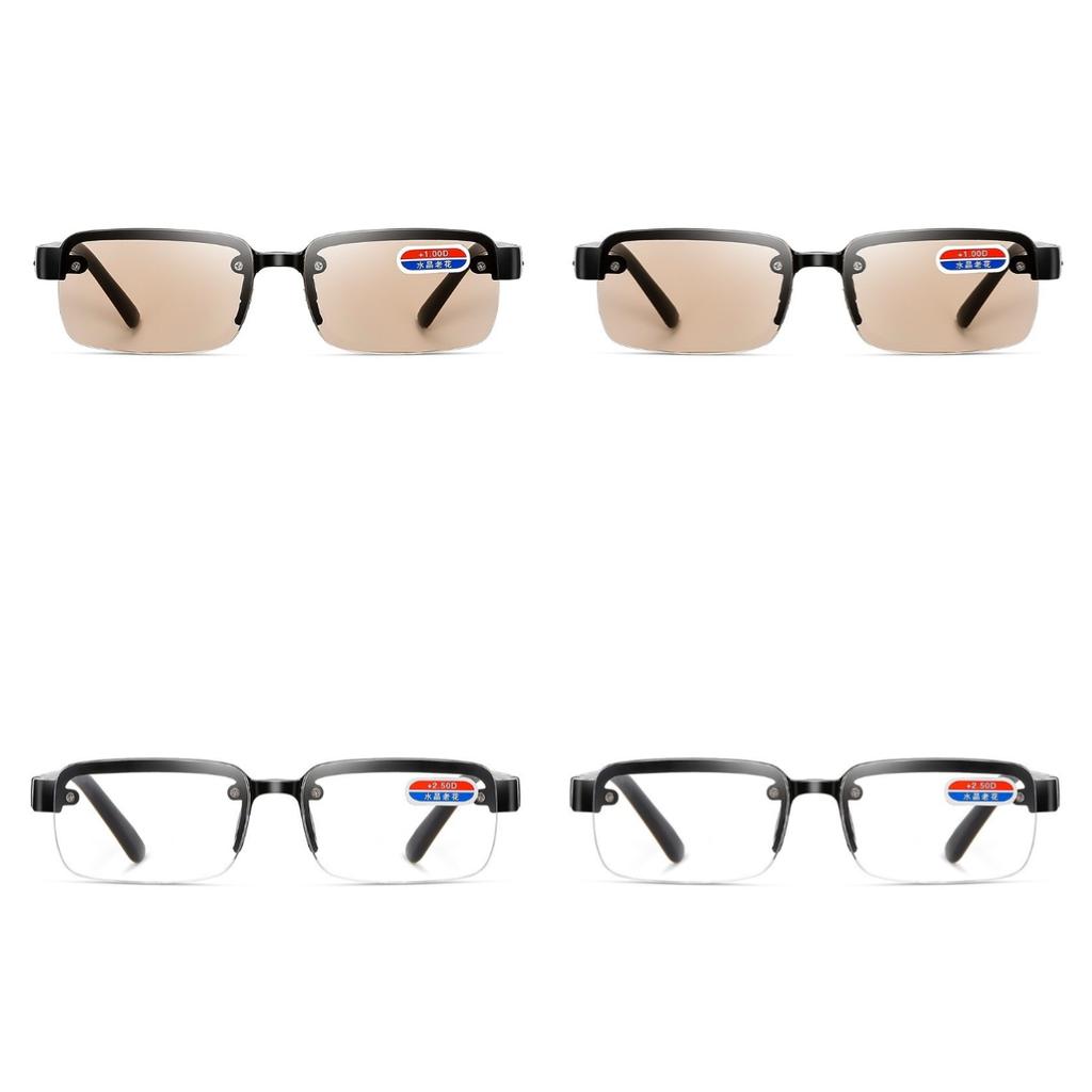 Rimless Reading Glasses Women Men Half Frame Square High Definition Eyeglasses +100 To +400 Business