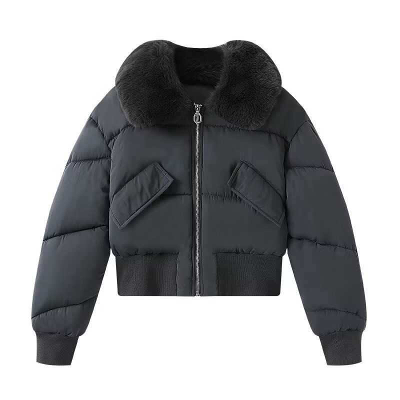 New Arrival Women's Clothing ZR Fashion Style Fashion Fall and Winter Waist Slim Looking Thickened Detachable Fur Collar Cotton-padded Jacket Outwear