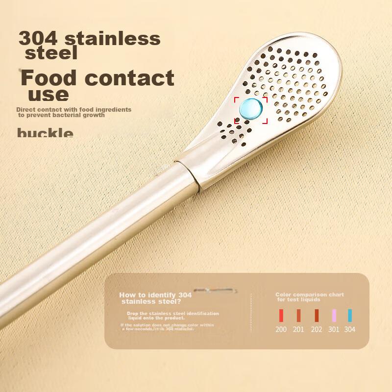 Jingmao Stainless Steel Straw Spoon Combo, Dual-Use for Coffee And Milk Tea, Stirring Spoon, Tea Strainer, Juice Drinking Straw