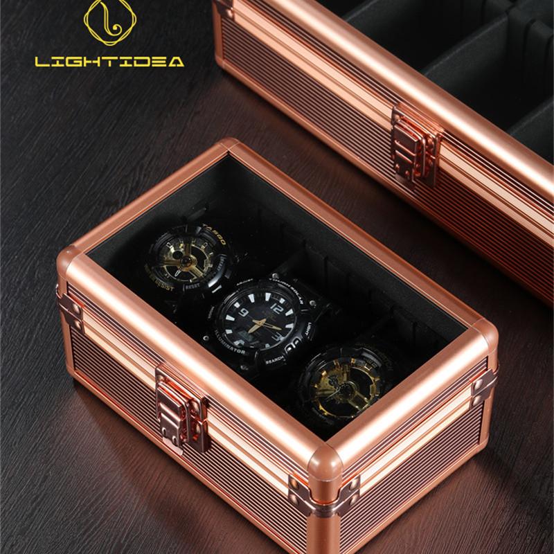 3-Piece Aluminum Watch Box: Multi-Color Storage with Transparent Lid & 3 Slots