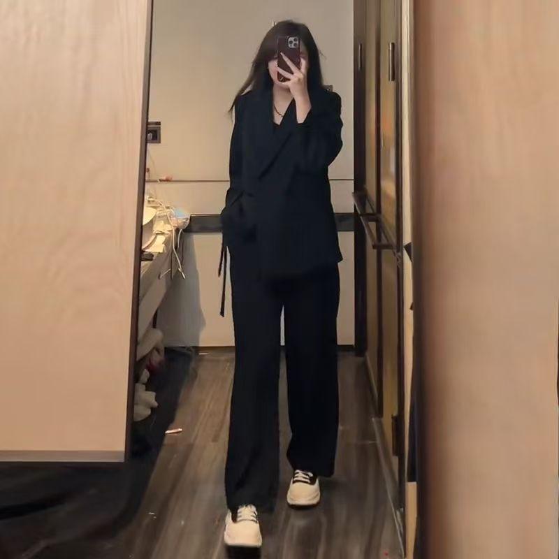 Southeast Asia Spring/Autumn Korean Style Women's Plus Size Casual Suit with Wide-Leg Pants