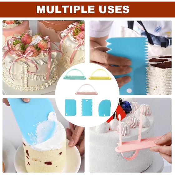 6 Pack Cake Arch Guide Tool with Cake Scrapers, Cake Decorating Tools with Arch Ruler for Swag Marking, Baking Supplies for Beginners and Cake
