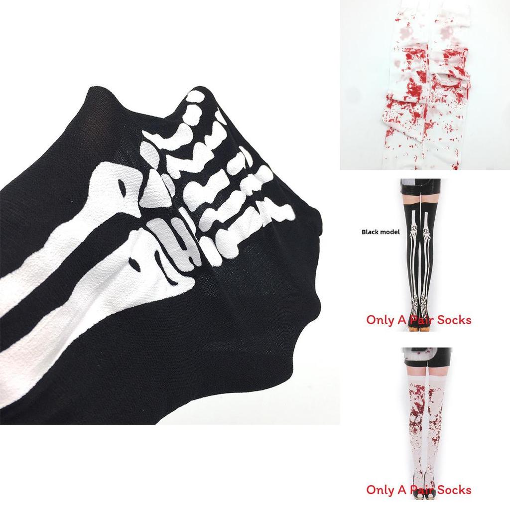 Halloween Blood Dripping Skeleton Socks With Cotton Fabric For Cosplay Costume Accessories