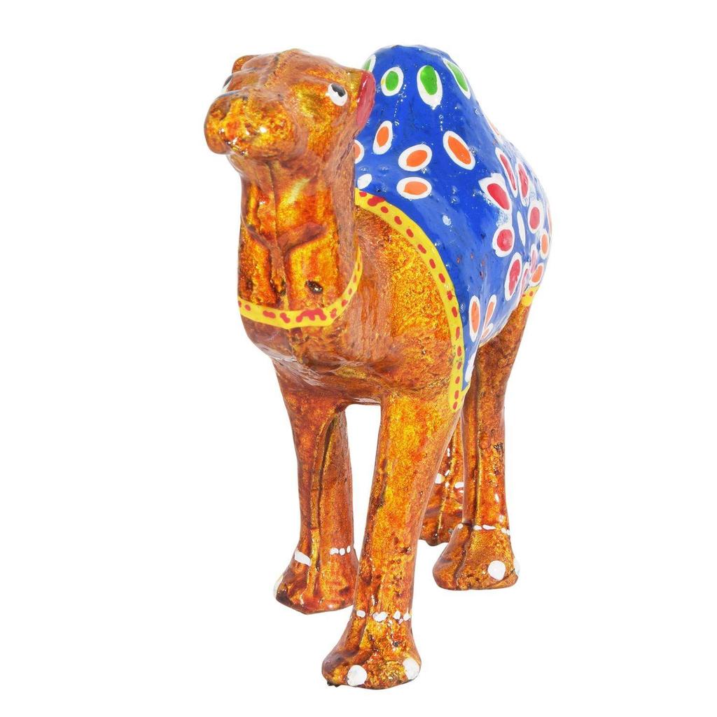Handgefertigtes Pappmaché-Kamel-Schaustück zur Heimdekoration (Set aus 3, Golden)