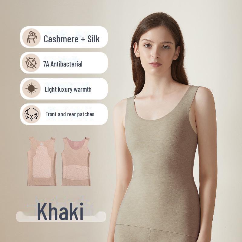 Silk Cashmere Women's Seamless Velvet Thermal Vest Top
