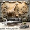 Large 2D Giraffe Backdrop Realistic Embossed Wildlife Photography Background Cloth for Room Decor