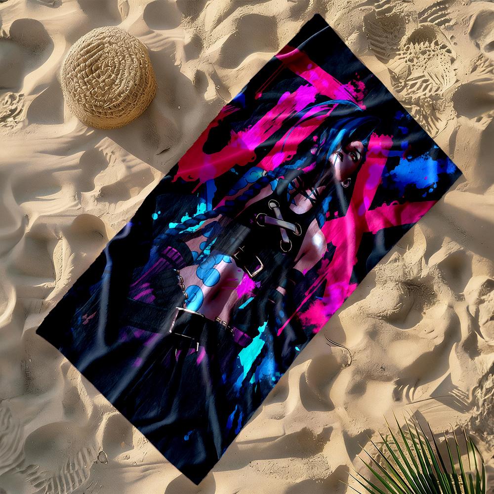 League of Legends Jinx soft beach towel Foldable summer vacation towel Fashion Lovers Spiritual Gift