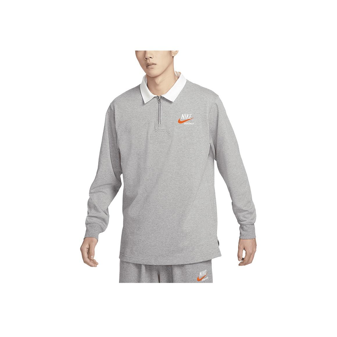 

Рубашка поло с длинными рукавами и вышитым логотипом Nike Sportswear Trend, мужские топы Carbon-Heather DX6754-091 XXL