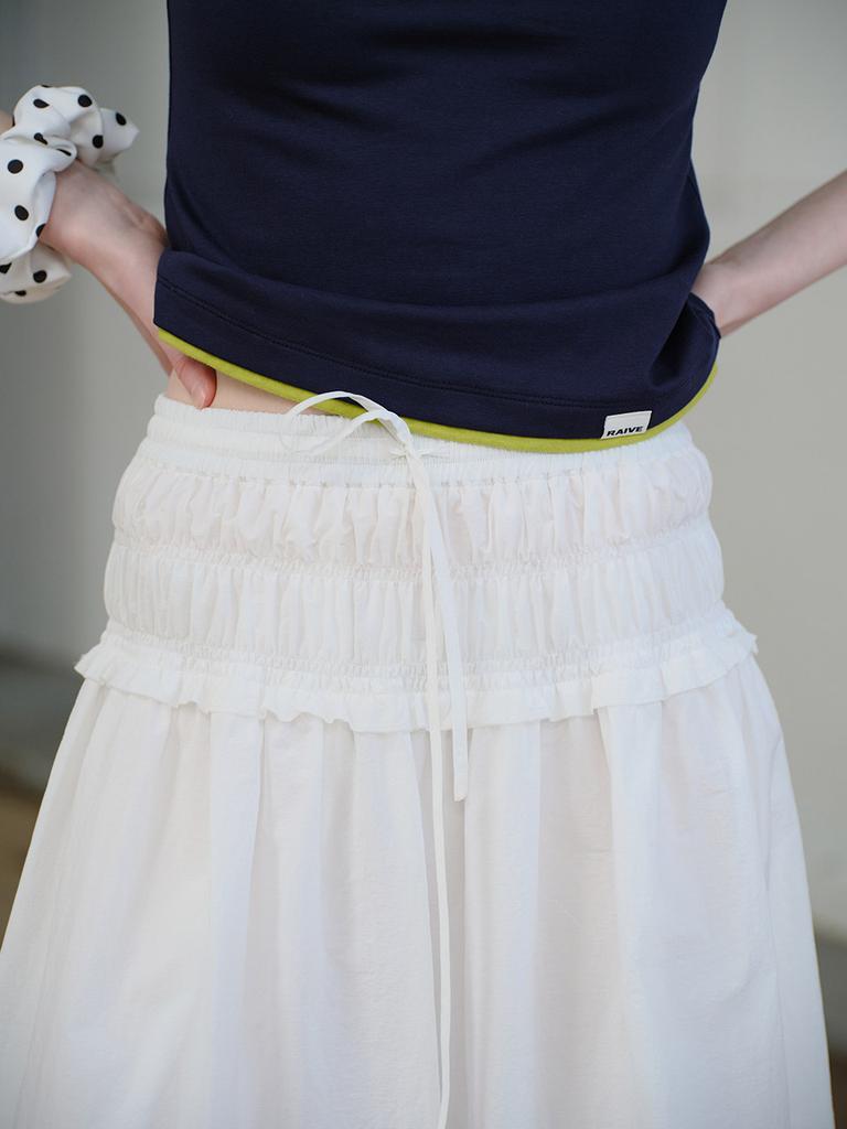 Leibeu Waist String Banding Skirt In White Vw6Ms467-01