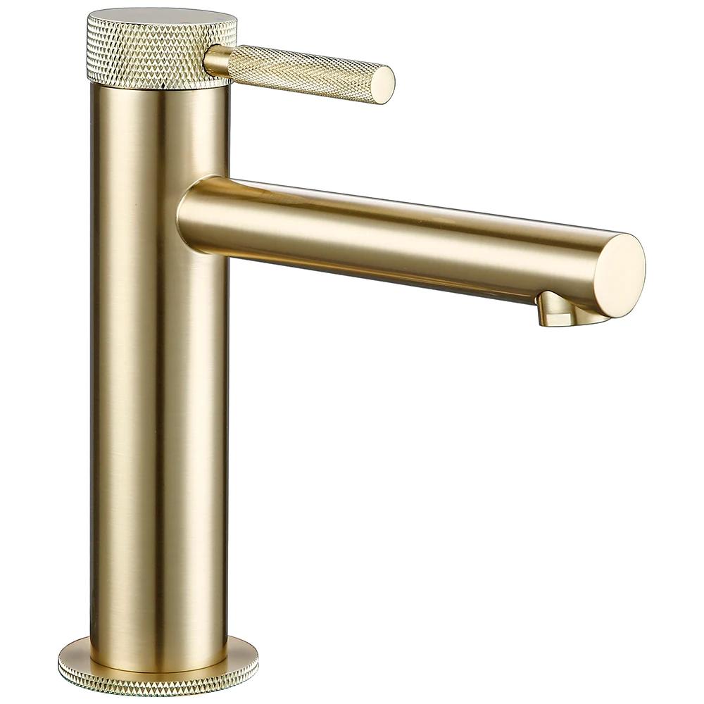 Round Fancy Handle Black Brass Deck Mounted Single Holder Hole Basin Hybrid Hot and Cold Water Bathroom Faucet