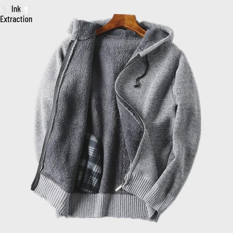 Men's Autumn/Winter Thick Hooded Knitted Cardigan Sweater Jacket