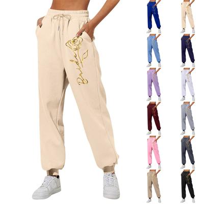 Pantalones deportivos casuales de moda para mujer Pantalones casuales con estampado pequeño