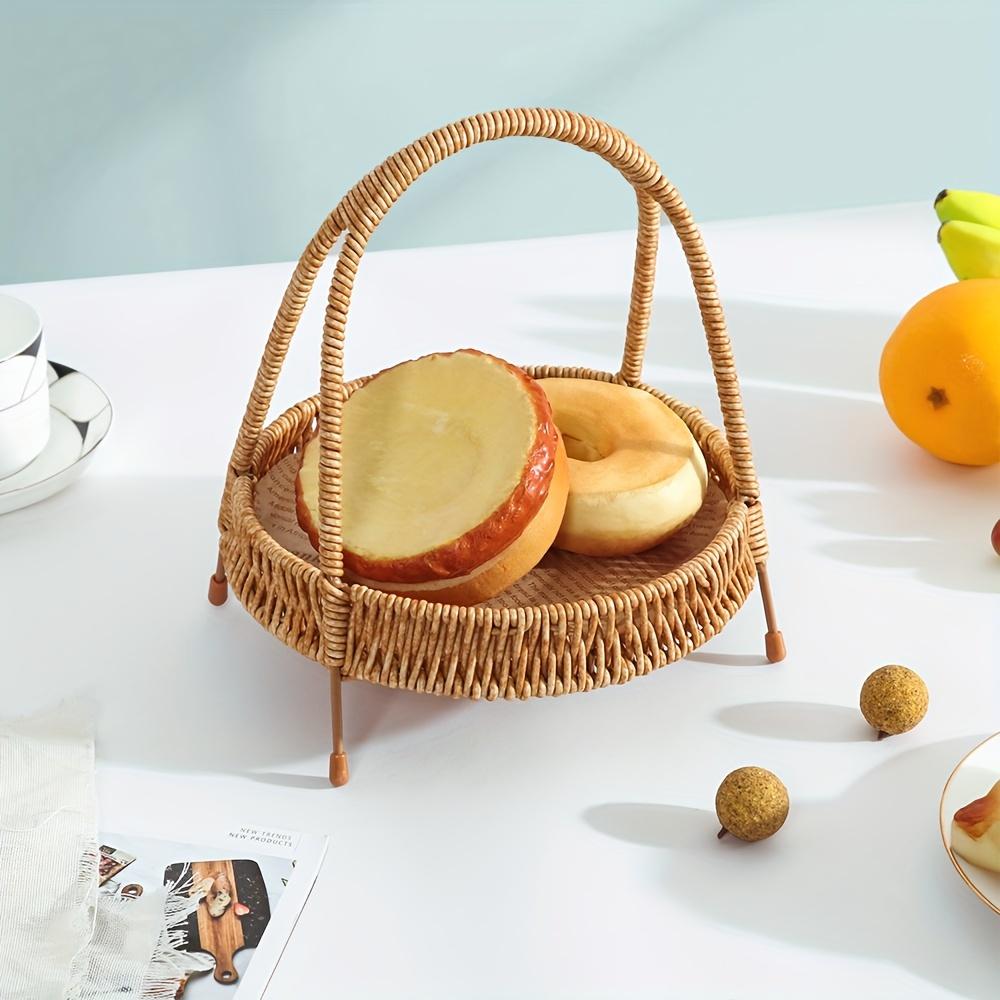 Portable Woven Plastic Storage Rack - Kitchen Tray, Flower Basket, Desk Organizer for Small Items. Multi-Purpose & Decorative.