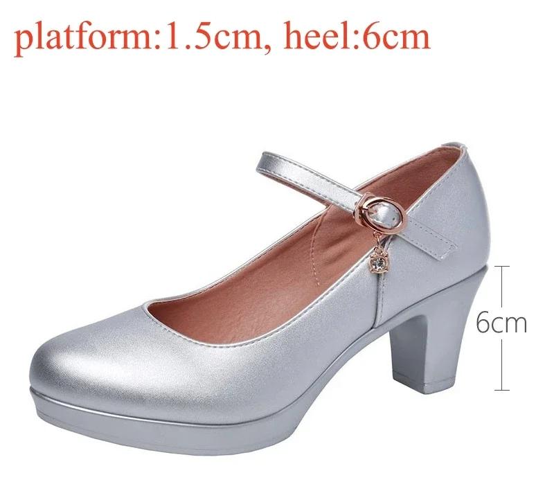 6 8 11 13cm Small Size 32-43 Comfortable Soft Leather Shoes Mary Janes 2025 Womens Block High Heels Shoes Dress Office Model Mom