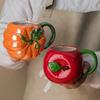 Creative Ceramic Strawberry Pumpkin Pineapple Coffee Cup Kids Fruit Mug Home Office Breakfast Milk Drink Mug Birthday Gift