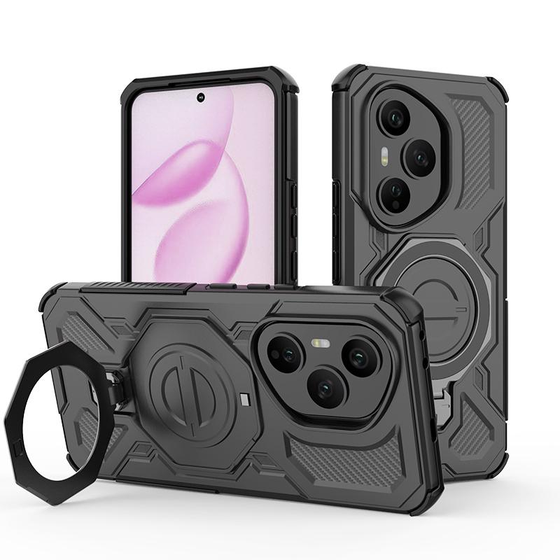 KEYSION Shockproof Magnetic Case for HONOR 400 Pro 5G Upright Live Metal Ring Stand Phone Back Cover for Huawei Honor 400 5G