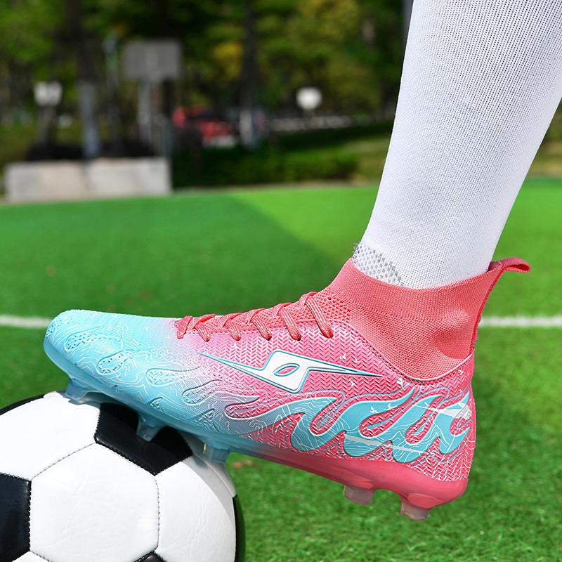 Football Boots Are Lace-up High Elastic Socks Training Artificial Grassland Outdoor Sports Training Football Shoes