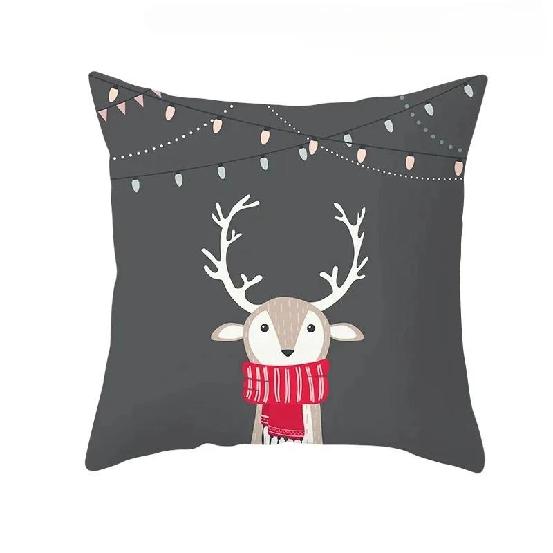 1 Piece Of Christmas Decoration Pillowcase Cartoon Santa Claus Snowman Pattern Sofa Cushion Suite Room Home Decoration Gift