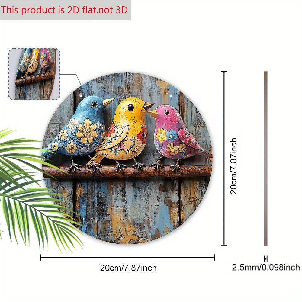 2D Flat Wooden Hanging Decorative Sign, Family Wall or Door Decoration, Garden Decoration, Three Colorful Birds Pattern, Holiday Gifts for Friends