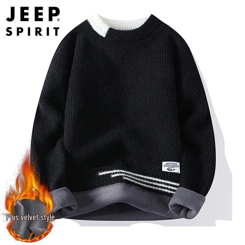 JEEP SPIRIT Men's Round Neck Long Sleeve Knit Sweater