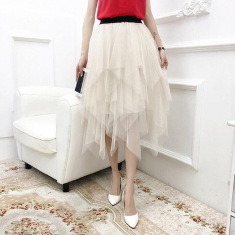 Gonna Puffy in Tulle da Donna Elegante Colore Caramella Stelle Glitter Vita Alta Ampia Ampiezza Gonna Tutù Fatata Irregolare Stratificata Danza